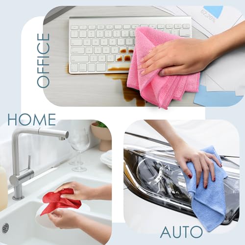 Microfiber Cleaning Cloth Set - 12 Pack Yellow Washcloths, 12''x12'' Reusable Towels for Cars, Lint-Free Rags (V-HH-Cloth-M-12-Ylw) - view 6