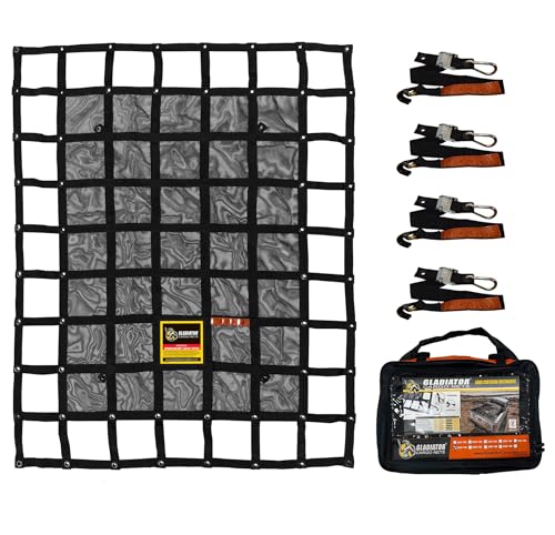 Heavy Duty Cargo Net-(WLL): 1,500 lbs - TruckAccessory - Cargo Carrier - Truck Organizer -Truck Bed Cover-Trailer-Pickup-Boat-Jeep-SUV-5ft Bed (SGN-100) 4.75' x 6' ft.