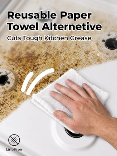 Microfiber Cleaning Cloth Roll 75 Packs, Reusable Tear Away Kitchen Towels, 12"x12", Washable, Scratch Free, Ultra Absorbent Dish Rags for Kitchen, Car, Home, Garage or Shop, White - view 5