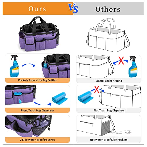 Large Wearable Cleaning Caddy Bag with Detachable Divider, Purple - view 2