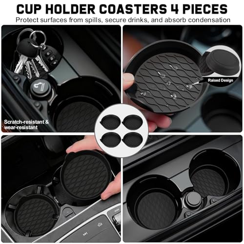 Car Accessories Gift Set for New Drivers, 13PCS Everyday Car Essentials Kit with Registration Insurance Holder, Cup Holder Coasters, Headrest Hooks & Cleaning Brushes for Men & Women - view 3