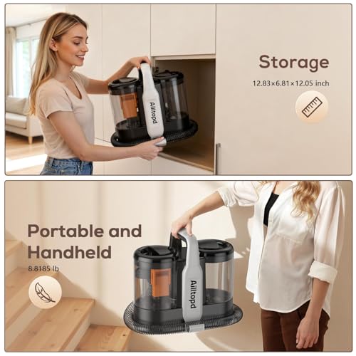 Portable Carpet & Upholstery Spot Cleaner Machine,15Kpa Deep Carpet Cleaner Machine for Rug, Pet, Couch, Car, Handheld Couch Cleaner with 2 Size BrushHead & Self-Cleaning System for Stairs & Furniture - view 7