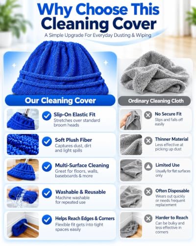 Mop Socks Broom Cloth Cover With Elastic Bands Washable Dusting Pads - view 6