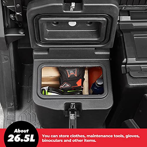 Under Seat Storage Box | 28.5L/7.53 Gal | with Lock | Compatible with Polaris Ranger XP 1000/Crew | 2018-2025 2026 | Replace #2882910 | Waterproof | Dual Bin Dry Storage Box | Fit Door - view 3
