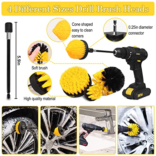 27Pcs Car Detailing Kit, Car Detailing Brush Set, Auto Detailing Drill Brush Set, Car Detailing Brushes, Car Wash Kit, Car Accessories, Car Cleaning Tools Kit for Interior, Exterior, Wheels - view 4