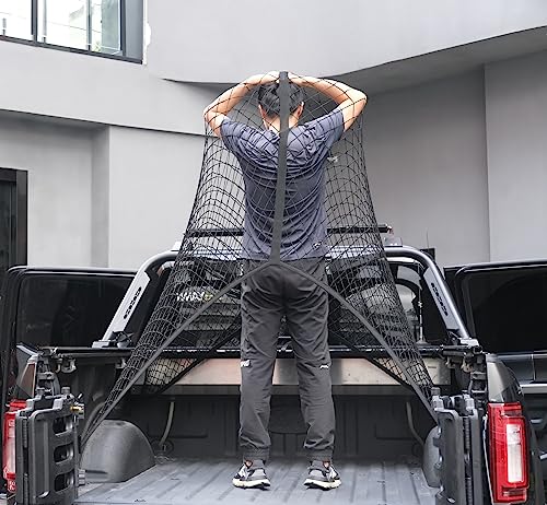 Highly Elastic Cargo Net, Simple Truck Bed Cargo Mesh Organizer, Suitable for 5ft - 6ft Standard Bed Trucks, 4'x4' Stretches to 7'x7' (Single Layer) - view 2