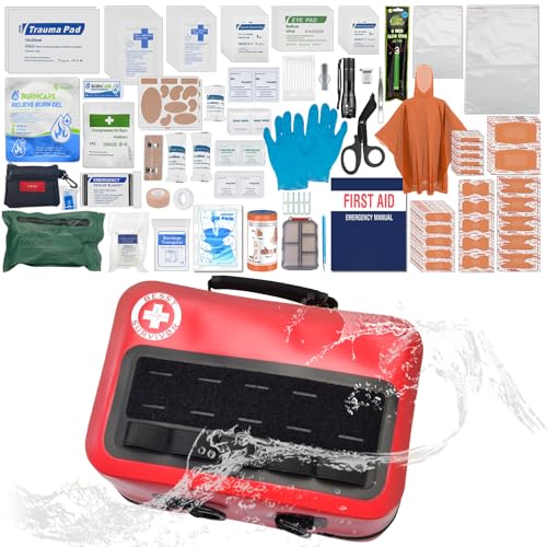 Waterproof First Aid Kit -Complete Trauma Gear With Labeled Storage, MOLLE System&CPR Kit, Practical Medical Kit For Boating, Marine, Camping, Hurricane, Vehicle And Household Emergency