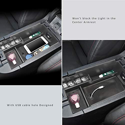 Center Console Organizer Tray for Chevy Equinox Accessories 2018 2019 2020 2021 2022 2023 2024 Storage Box Secondary Armrest Glove Box Divider-Black - view 3
