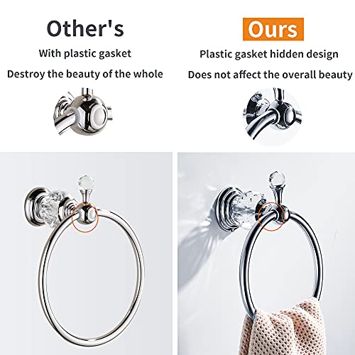 Chrome Towel Ring, Crystal Hand Towel Holder Polished Bath Towel Bar Bling Bathroom Accessories Wall Mounted - view 4