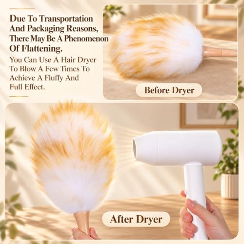 Lambswool Duster for Cleaning with Wooden Handle, Soft Feather Dusters - view 3