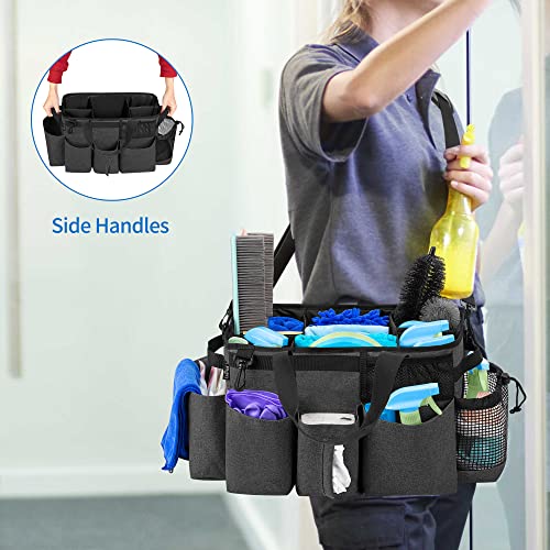Wearable Cleaning Caddy Bag with 4 Foldable Dividers, Black - view 5