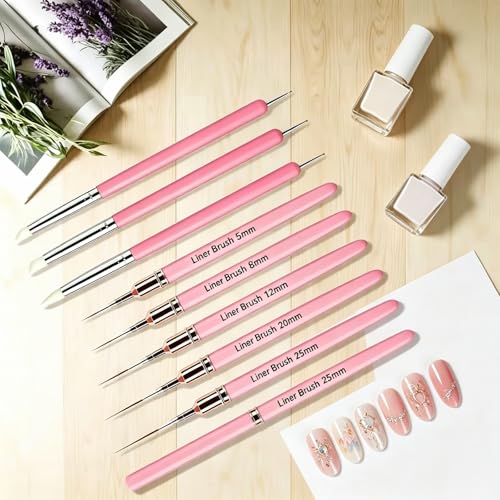 5Pcs Nail Art Liner Brushes Liner Brush for Nails Gel Striping Nail Brushes - view 6