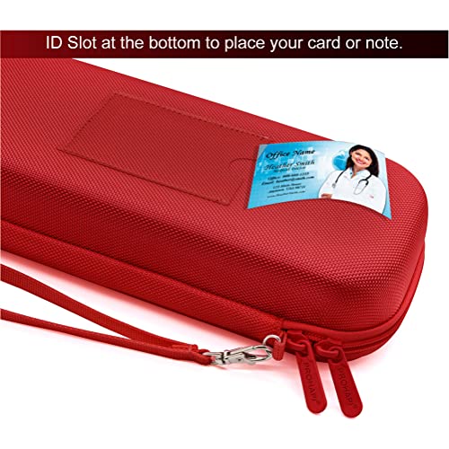 Hard Stethoscope Case, Large Stethoscope Carrying Case with ID Slot, Compatible with 3M Littmann/ADC/Omron/MDF Stethoscope Includes Mesh Pocket for Nurse Accessories (Fire Red) - view 5