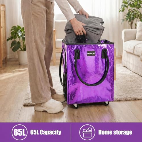 Grocery Bag Rolling Tote Bag on 4 Wheels, Shopping Bag with Wheels Handle - view 5