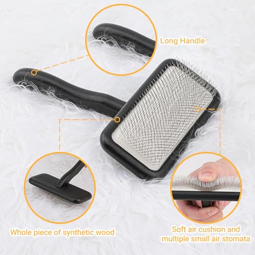 Carpet Rake Sheepskin Wool Brush and Cleaner Comb, Black, 2PCS(Big+Small) - view 3