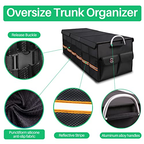 Trunk Organizer Cargo Organizer Trunk Storage Waterproof Collapsible Durable Multi Compartments-((Oversize,Black) - view 6