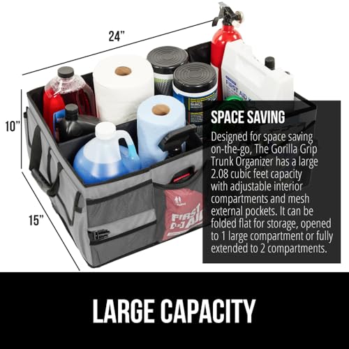 Trunk Organizer for SUV and Cars, Large Capacity, Gray - view 3