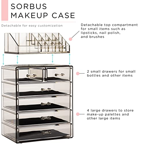 Makeup Organizer, 6-Drawer Acrylic 2-Piece Set (Black Jewel) - view 4
