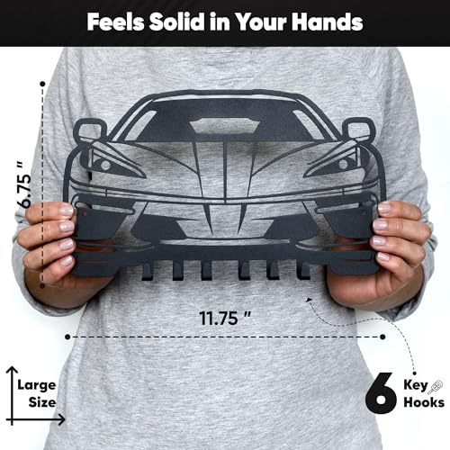 Metal Automotive Key Holder with 6 Hooks - Unique Wall Mounted Car Lovers Gifts for Men & Women - Cool Man Cave Decor - view 3