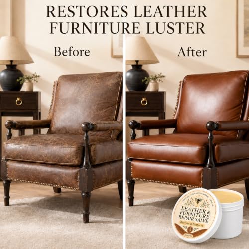 Leather & Furniture Repair Salve 4 oz, Leather Cleaner and Conditioner, Leather Conditioner and Leather Polish for Couch, Car Seats, Boots, Shoes, Bags and Furniture, Restores Natural Shine - view 2