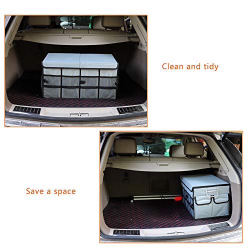 Car Trunk Organizer Collapsible Portable Multi Compartments Organizer with Non Slip Straps for SUV Truck Auto Vehicle Car Auto Minivan (Large Covered, Space Gray) - view 4