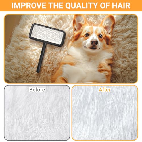Carpet Rake Sheepskin Wool Brush and Cleaner Comb, Black, 2PCS(Big+Small) - view 4