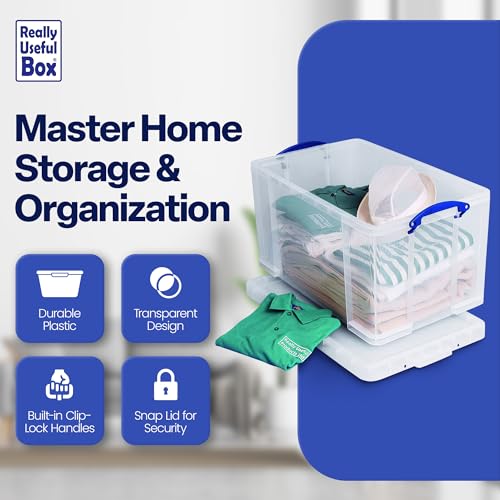 84L Stackable Plastic Storage Container with Lid, Clear - view 2