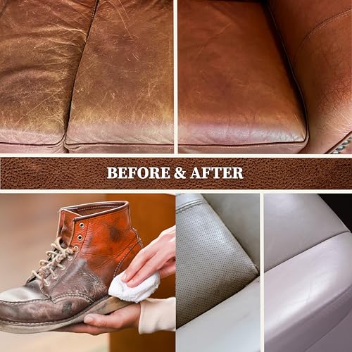 Leather Cleaner and Conditioner Kit for Furniture Car Interiors Shoes Handbags, Leather Cleaner and Conditioner Two-Step System with 2 sponges, 8 oz Each - view 6