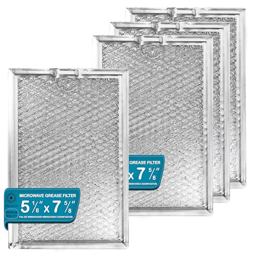 WB06X10309, WB06X10654 Microwave oven Grease Filter Replacement For Many GE Stove WB06X10359, 5230W1A012B - 7-5/8 x 5-1/8 x 1/8 Inch (Packed in Box) (4-Pack)