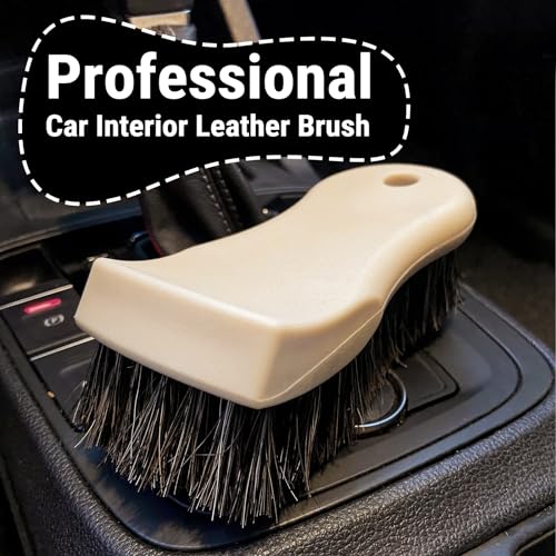 Long Bristle Horse Hair Brush for Leather Car Interiors, Brown - view 2