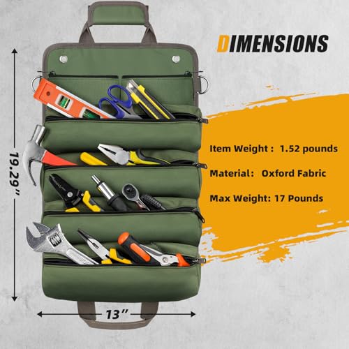 Tool Bag Roll Up, Heavy Duty Portable Soft Tool Storage Gifts for Men - view 3