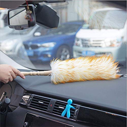 Lambswool Duster with Solid Wooden Handle,Leather Hang Strap,18.9 inch Long,Natural Feather Duster for Cleaning Ceiling Fans,Window Blinds,Computer Screens,Bookshelves etc - view 4