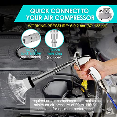 Car Cleaning Gun High Pressure Car Cleaning Tool Air Blow Gun Car Detailing Kit Interior Cleaner Air Duster Blower Gun Pneumatic Air Compressor Auto Detailing Tool for Car Upholstery (Black) - view 2
