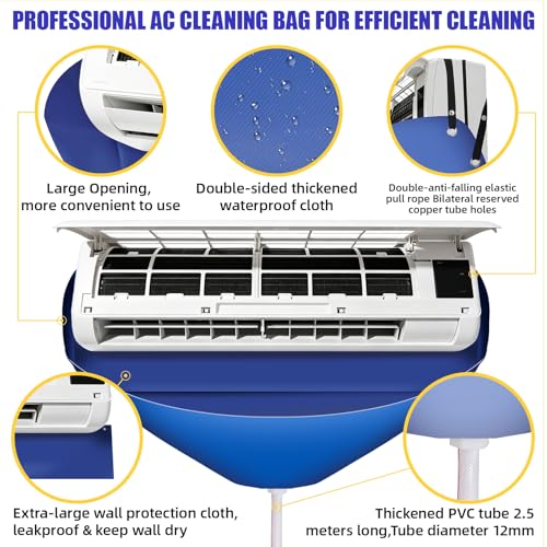 Ac Cleaning Bag with Wall Protection Cloth, 13Pcs Minisplit Cleaning Kit, Split Ac Cleaning Kit with Strong Washing Tool for Fast and Efficient Cleaning - view 2