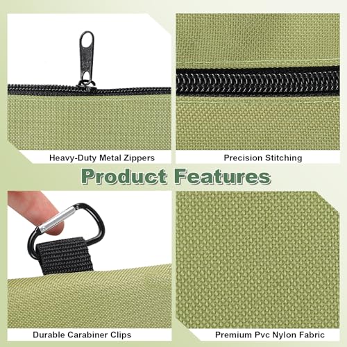 Tool Bag Zipper Pouch, 12.4×7.3 Inch Premium Tool Pouch with Carabiner, Utility Multipurpose Storage Organizer Bag for Tools, Stationery, Small Items (2 pack) - view 3