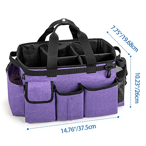 Large Wearable Cleaning Caddy Bag with Detachable Divider, Purple - view 5