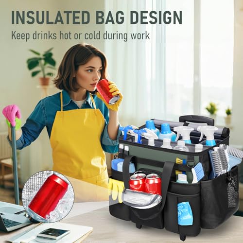 Cleaning Caddy with Wheels, Extra Large Rolling Cleaning Caddy Bag - view 4