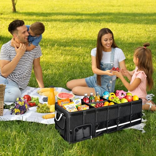 Car trunk organizer, Collapsible Multi-Compartments Car trunk Organizer with Shoes Storage Space, Reflective Strip, Perfect for Car & SUV (34.5 * 13.8 * 11.8 INCH) - view 6