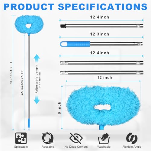 Ceiling Fan Cleaner Duster, Adjustable Microfiber Duster,Blue - view 2