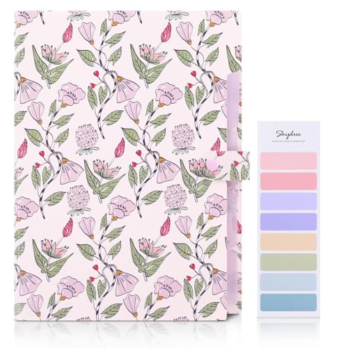 Accordion File Organizer, Floral Expanding File Folders with 5 Pockets, Cute Document Organizer for Paper Bills Receipt Storage, School Office & Hospital Supplies Letter/A4 Size Light Purple - view 2