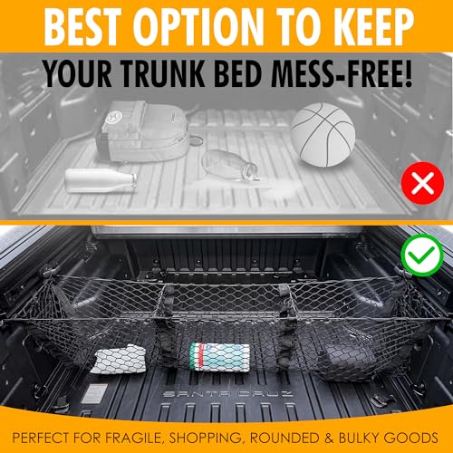 3 Pocket Style Elastic Trunk Cargo Net for Hyundai Santa Cruz 2022-2025 - Premium Trunk Organizers & Storage - Cargo Net for Pickup Truck Bed - Truck Bed Divider - Car Organizer for Pickup - view 4