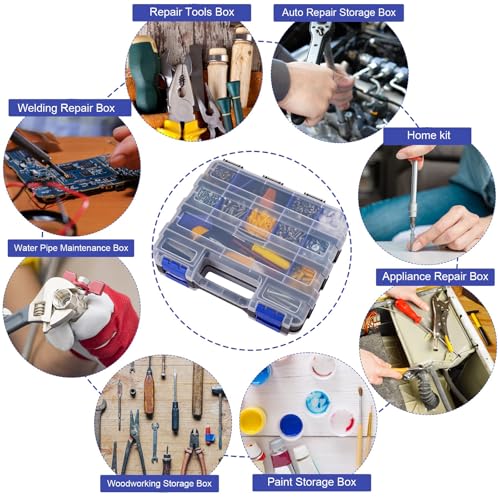 Small Parts Organizer Box Storage Case Tools Box Organizer Double Side 34 Compartments Hardware Organizers with Removable Plastic Dividers for Screws Nuts Nails Bolts, 2 Pack - view 2