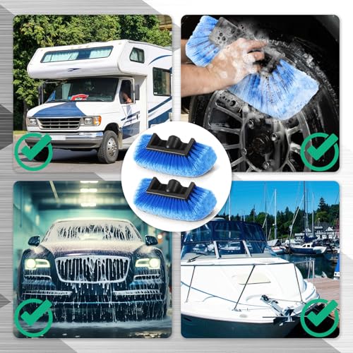 2 Pcs 10 Inch Car Wash Brush Head with Soft Detailing Bristle, Blue - view 5
