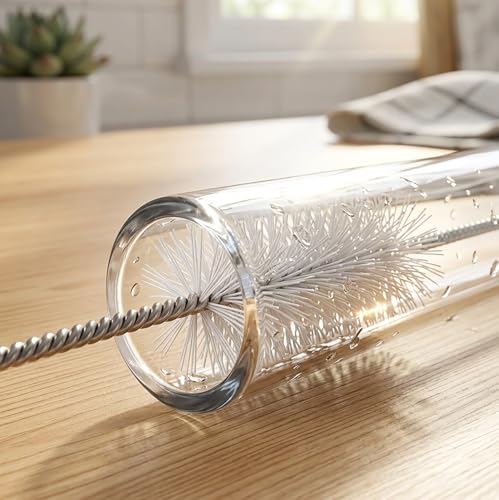 12 Inch Extra Long Straw Brush Cleaner (10 Pack), Flexible Nylon Tube Cleaning Brushes with 0.4 Inch Bristle Head, Rust-Proof Stainless Steel Wire for Reusable Tumbler Straws, Pet Fountains & Pipes - view 5