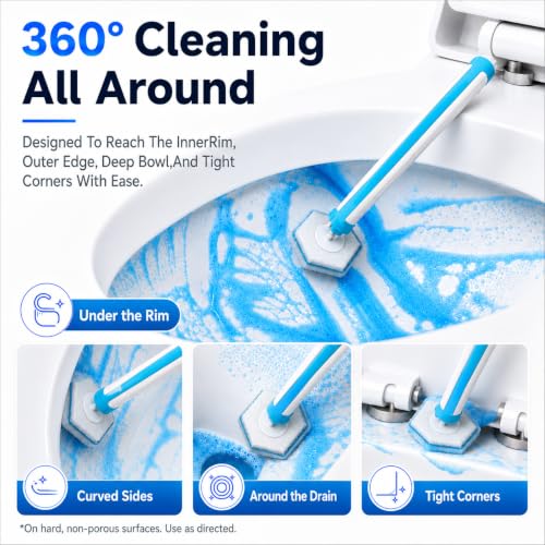 Disposable Toilet Brush Set with 2 Holders, Wands & 60 Refills - view 6