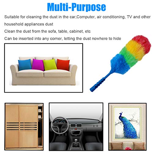 3 Pack Upgrade 19” Rainbow Static Feather Duster with Beandable and Washable Head - More Fibers Bigger Head Less Loss of Fiber - view 5