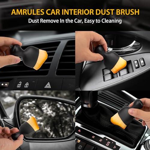 2 Pcs Car Interior Detailing Brush Cleaning Tools, Brown - view 3