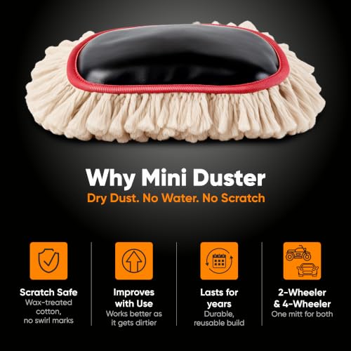 Mini Duster (Pack of 2) for Cleaning Dust from Car Interiors & Bikes. Scratch Proof, Water Saver & Eco-Friendly Brush, Black - view 3