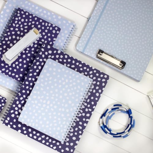 Steel Mill & Co. Cute Clipboard Folio with Notepad, Light Blue Dots - view 5