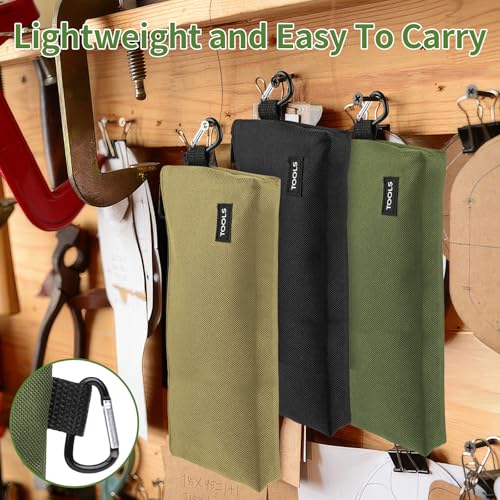 3 Pcs Zipper Tool Pouches, Flat Bottom Utility Bags with Carabiners - view 6